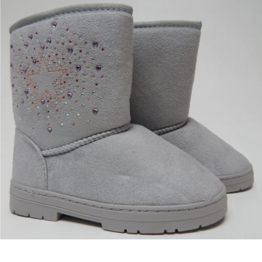 Rampage Gray sequin studded fur lined boots size T12 NWT